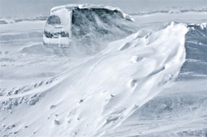 Stranded Car in Blizzard
