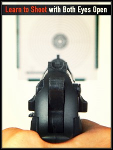 Handgun shooting with Eyes Open