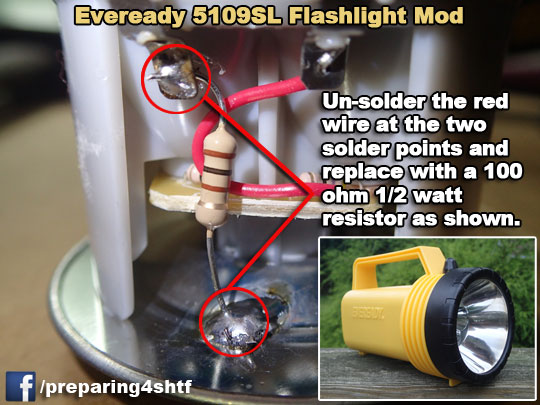 Eveready 1000 hr flashlight mod