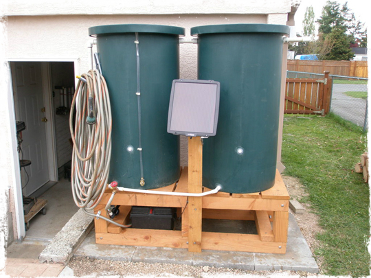 Solar powered water barrel