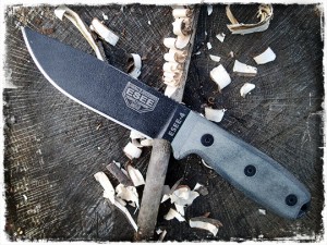 Esee 4 with feather stick